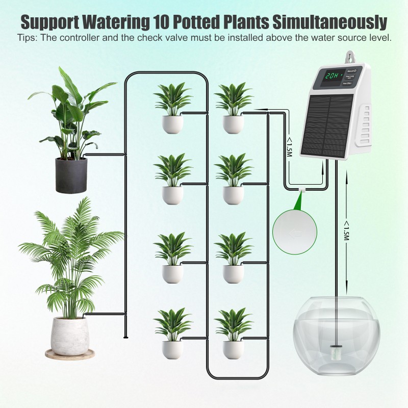 Outdoor Power Timer - 【CHRISTMAS】 Automatische druppelirrigatieset op zonne-energie Timermodi