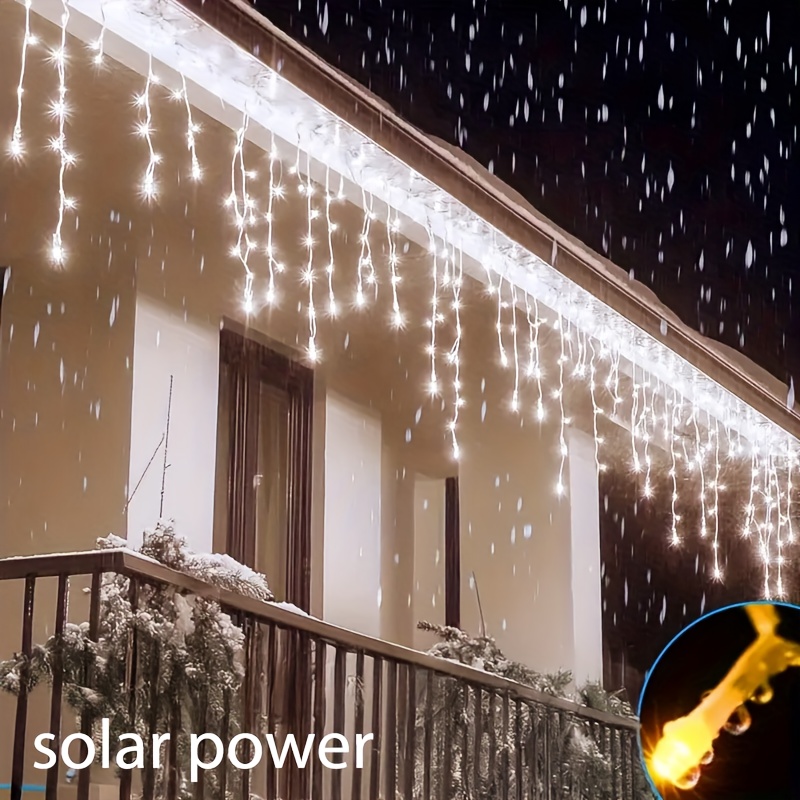 Outdoor Solar Power Xmas Lights - Op zonne-energie werkende buiten-ijspegelverlichting met 8
