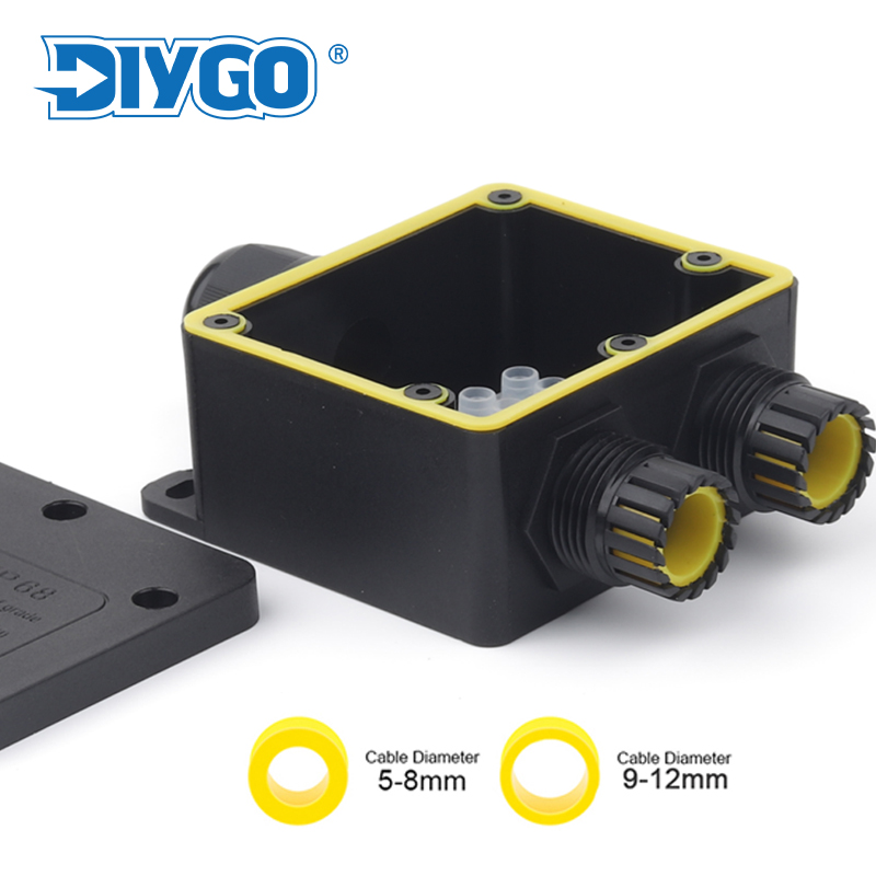 Outdoor Power Supply Box - IP68 waterdichte aansluitdoos voor buiten, zwarte