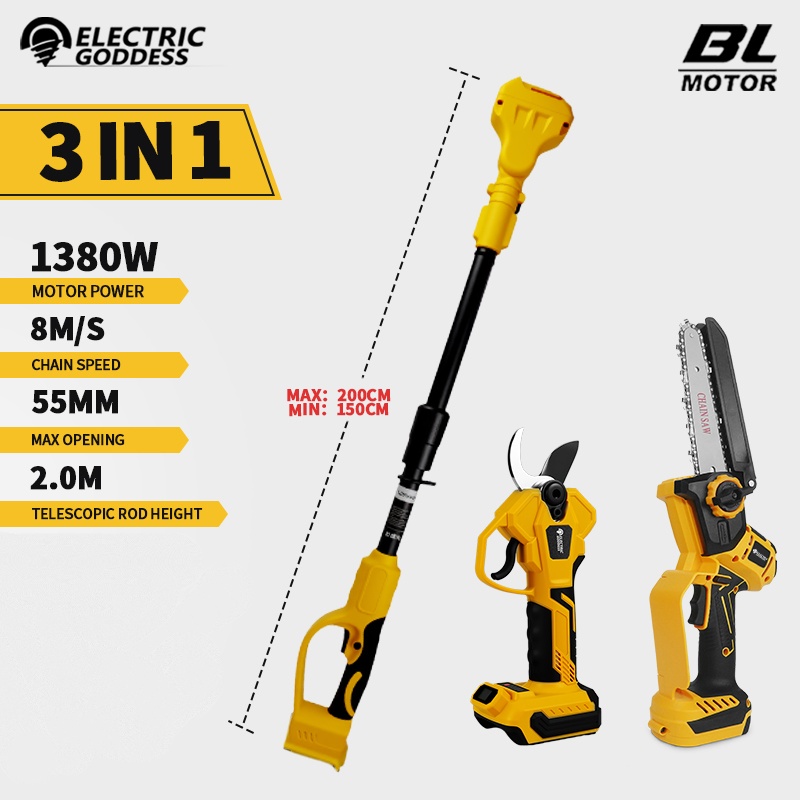 Pole Saw Cordless - Borstelloze 6 Inch Elektrische Kettingzaag Telescopische