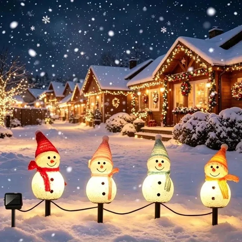 Outdoor Solar Power Xmas Lights - Op zonne-energie werkende sneeuwpop grondlamp met